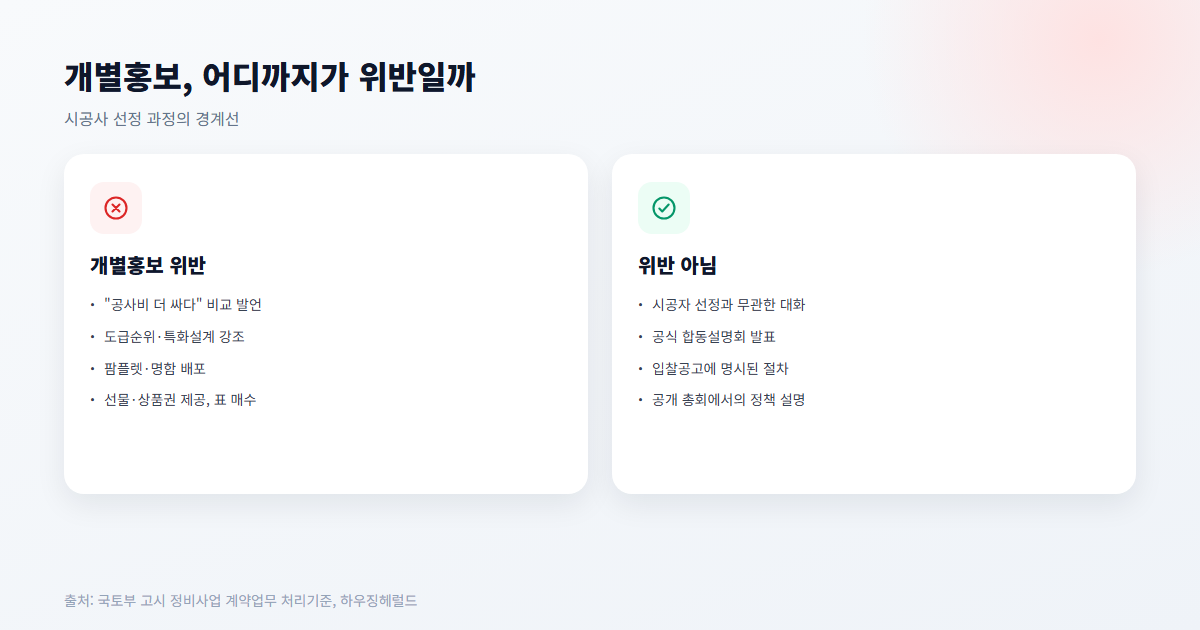 개별홍보로 인정되는 행위 vs 인정되지 않는 행위